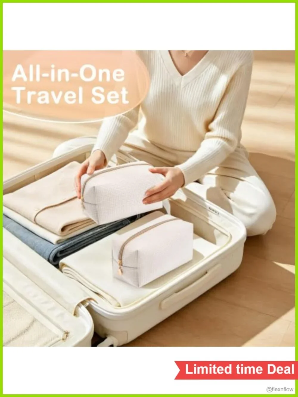 12PC Seersucker Makeup Bag Set Travel Cosmetic Toiletry Organizer Pouch